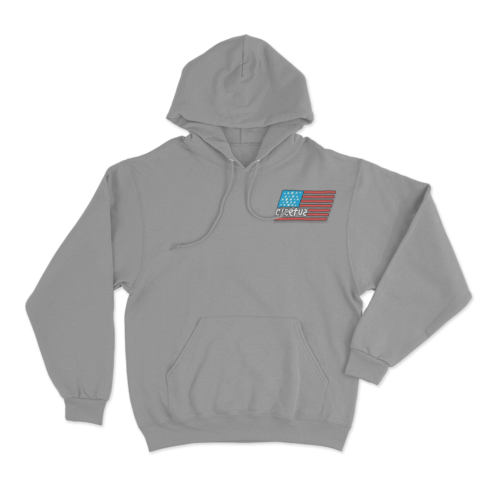 Cleetus American Flag Doodle Logo Hoodie Grey Cleetus American Flag Doodle Logo Hoodie Grey