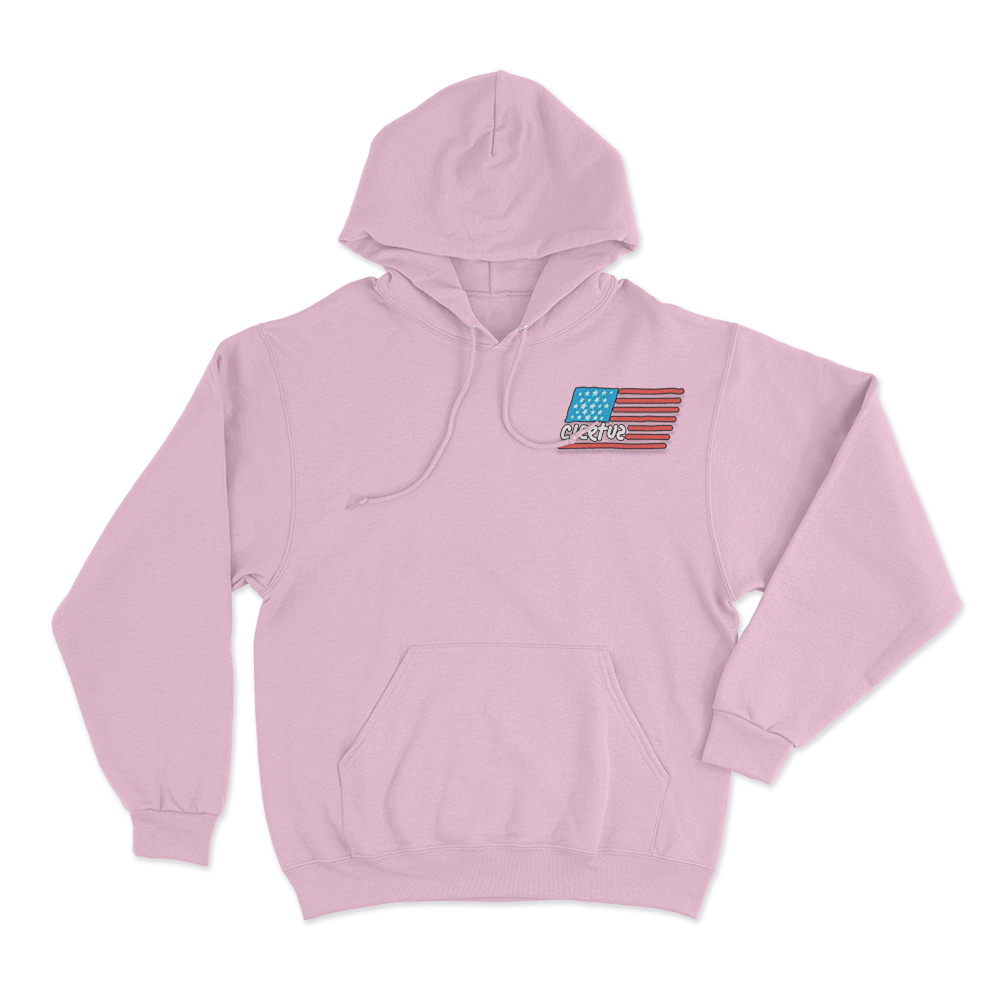 Cleetus American Flag Doodle Logo Hoodie Pink Cleetus American Flag Doodle Logo Hoodie Pink