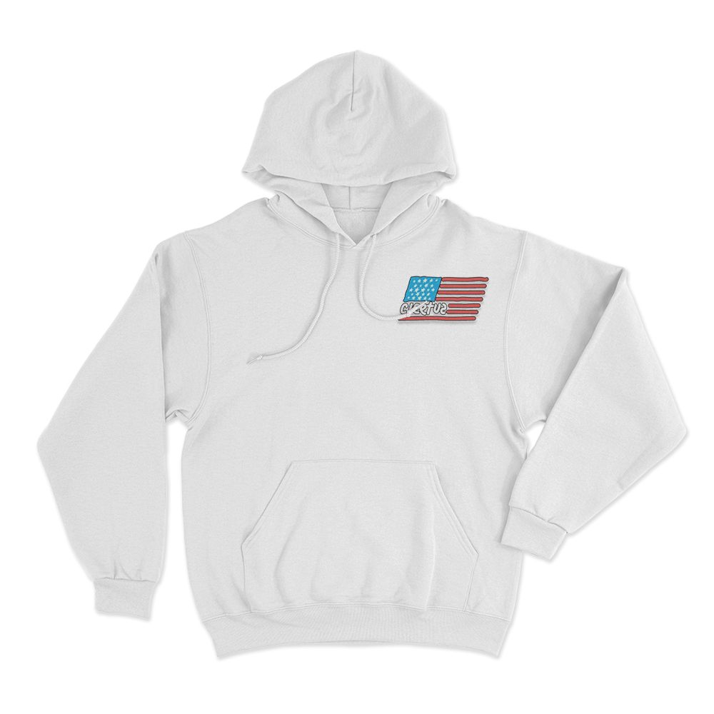Cleetus American Flag Doodle Logo Hoodie White Cleetus American Flag Doodle Logo Hoodie White