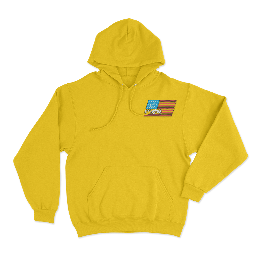Cleetus American Flag Doodle Logo Hoodie Yellow Cleetus American Flag Doodle Logo Hoodie Yellow