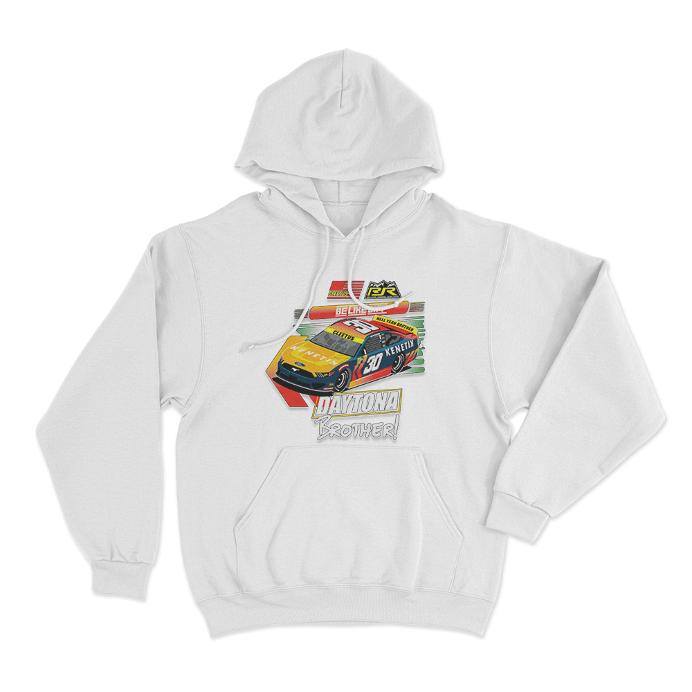 Cleetus Daytona Brother Race Car Hoodie White Cleetus Daytona Brother Race Car Hoodie White