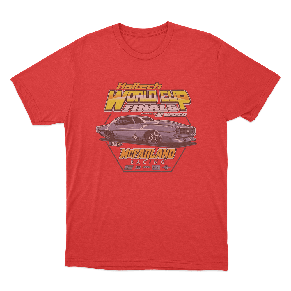 Haltech World Cup Finals x McFarland Racing Car T Shirt Red Haltech World Cup Finals x McFarland Racing Car T Shirt Red