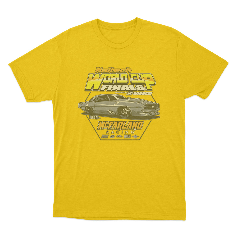 Haltech World Cup Finals x McFarland Racing Car T Shirt Yellow Haltech World Cup Finals x McFarland Racing Car T Shirt Yellow